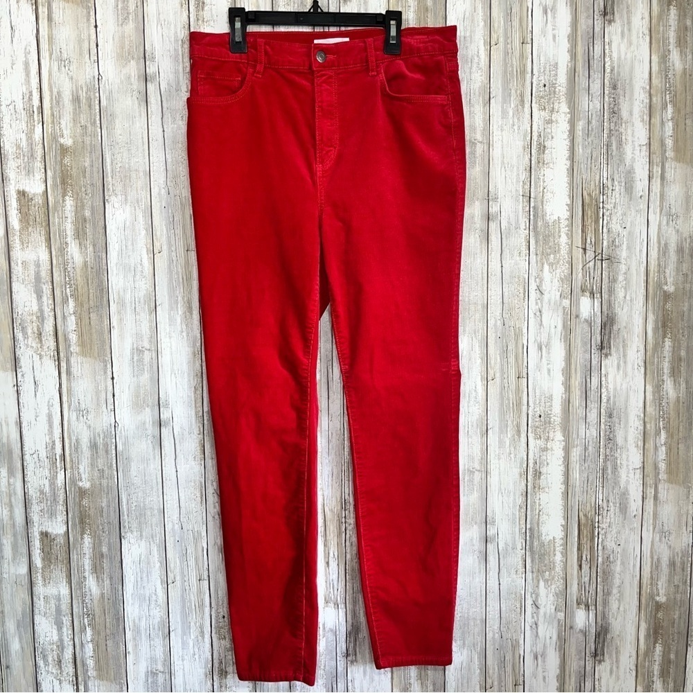 Loft Red Corduroy High Waist Skinny - Picture 1 of 7